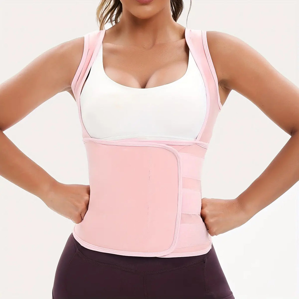 Women's Sauna Suit Shirt with Waist-Cinching Shapewear and Fixed Bra, Anti-Sagging Vest for Body Shaping and Tummy Control, Ideal for Running and Yoga Workouts, Convenient Stick-On Design, Fitness Outerwear and Underwear, Effective Body Shaper and Waist Trimmer